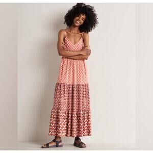 Boden Strappy Jersey Maxi Dress – Milkshake Woodblock Bloom – Size 6